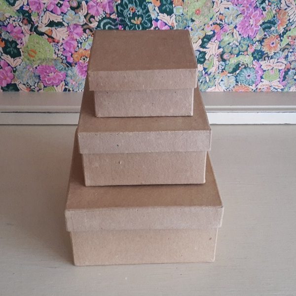 Papier Mache Square Box Set by Crocodile Creations